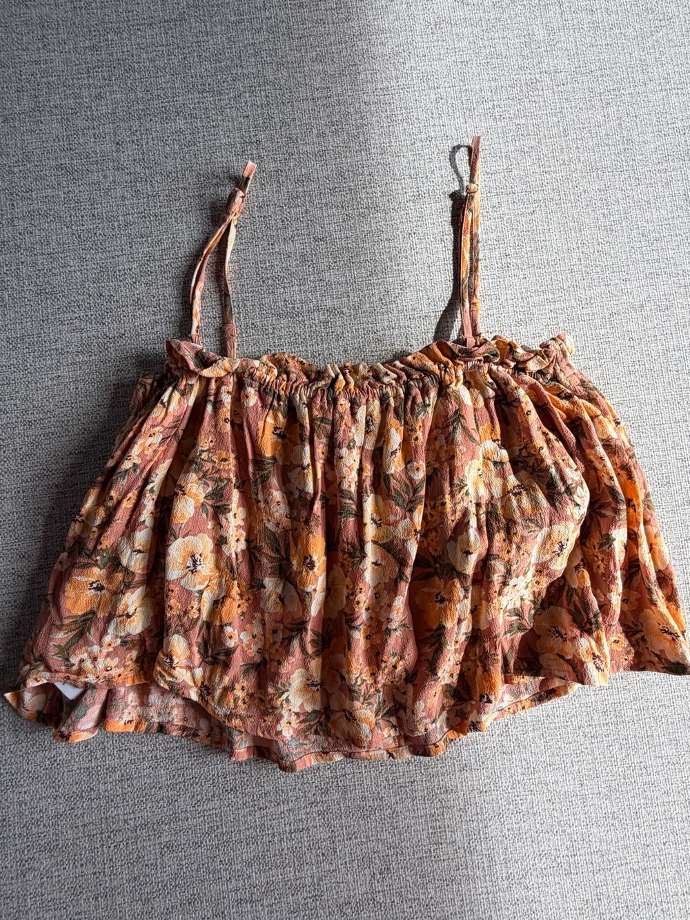 American Eagle Outfitters Rust Floral Smocked Cami Tank